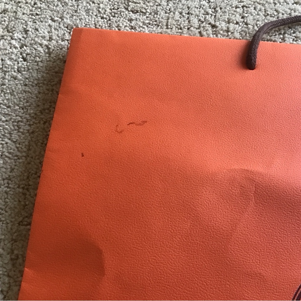 Authentic Hermes Orange Paper Shopping Bag Sac Large 18.5 x 16.5 x 6.5 - Picture 4 of 5
